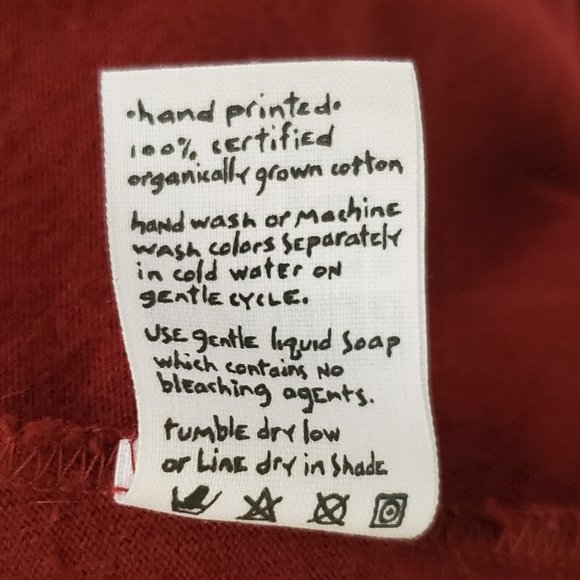 BLUE FISH Red Lagenlook Tunic - Rare Asymmetrical / Hand Printed - Picture 7 of 13